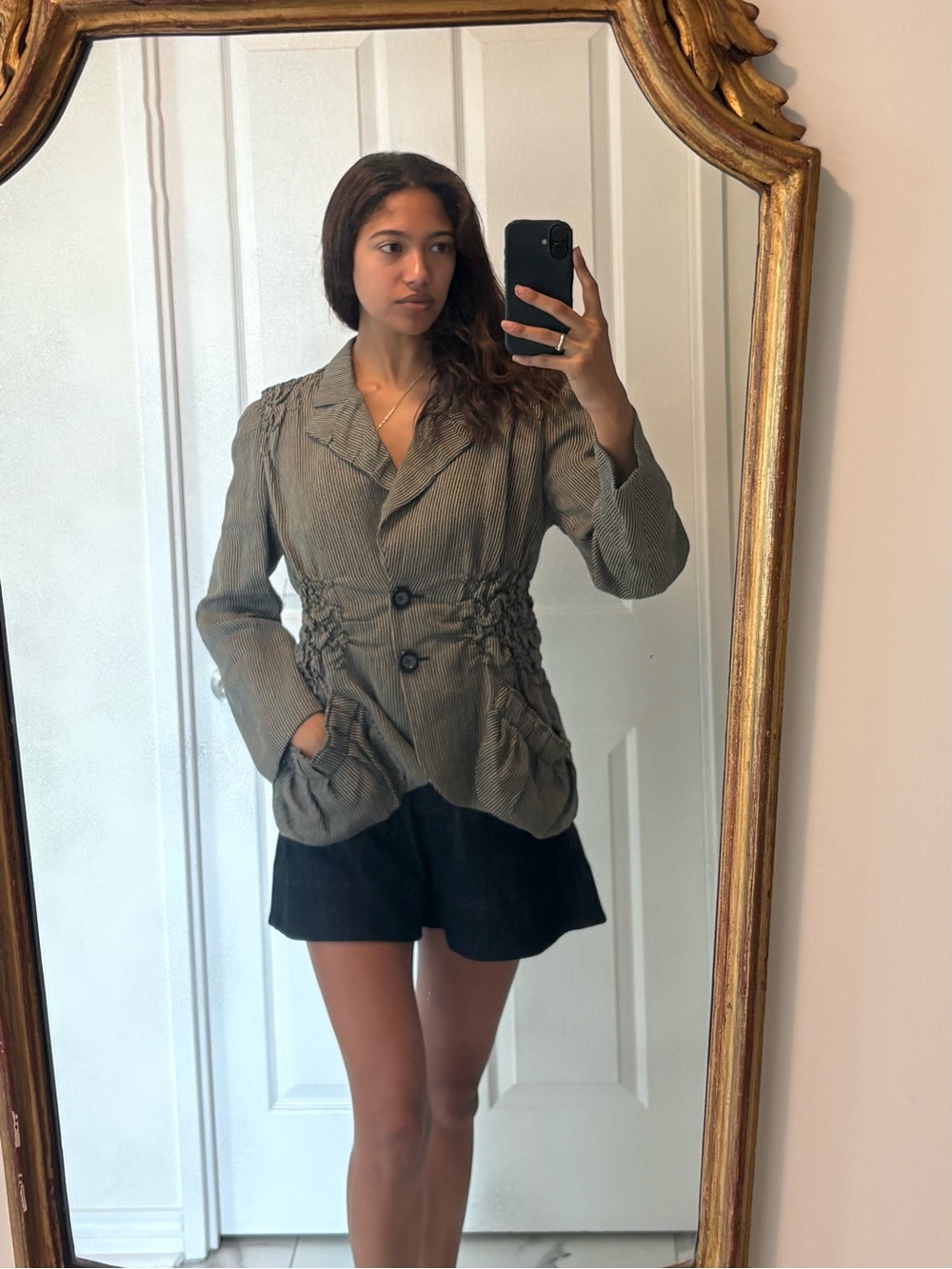 Sonia Rykiel 
Woven Cinched Waist Women's Jacket - Olive Gray